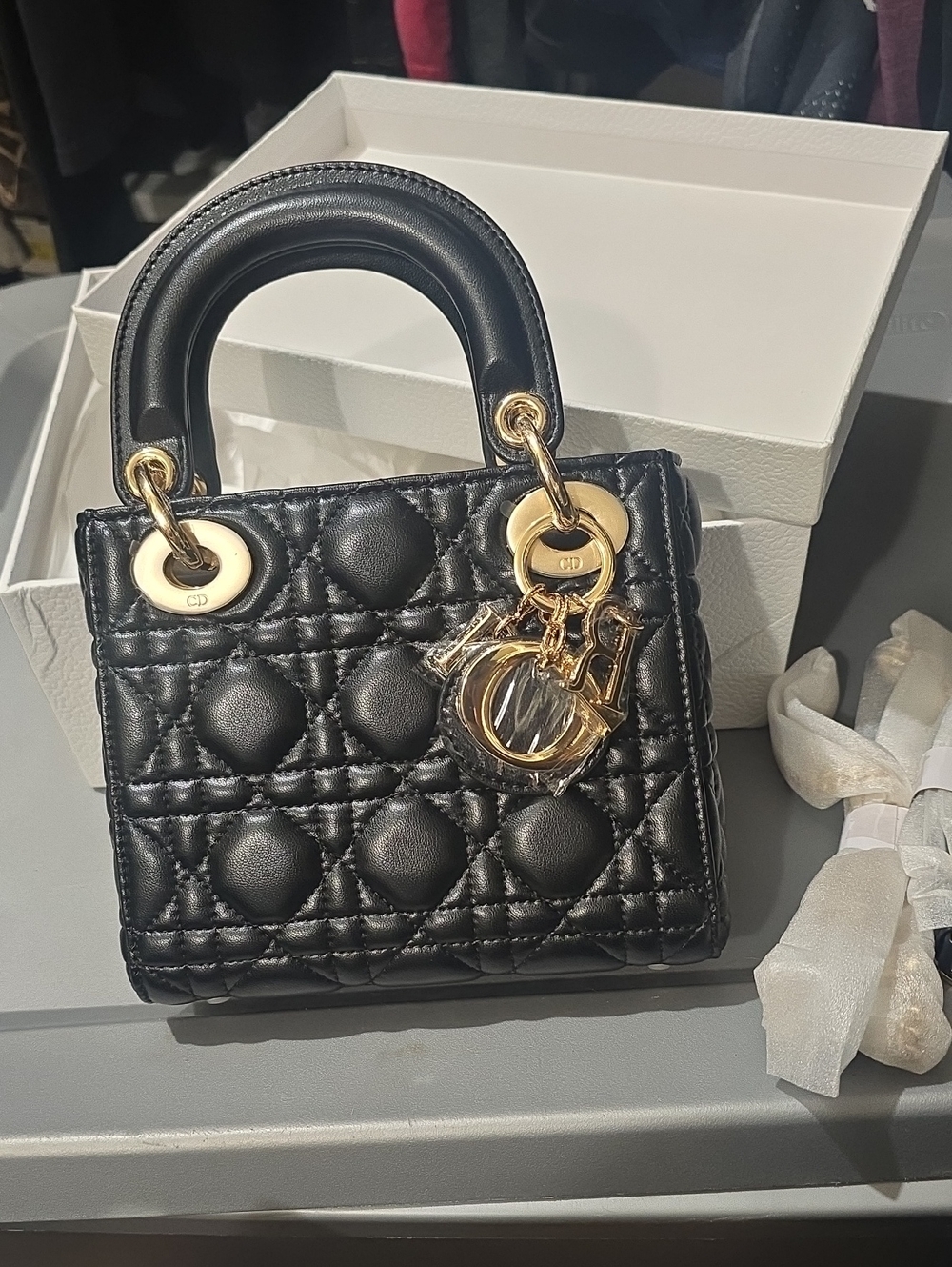Black Quilted Bucket Bag